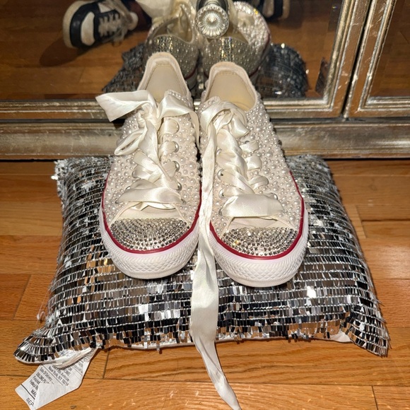 Converse Cream Pearl Embellished Sneakers - Bridal - Picture 7 of 7